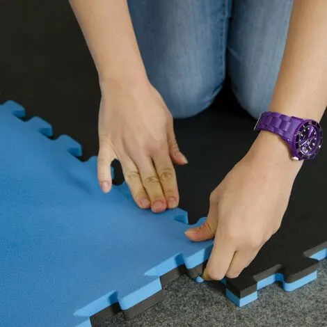 EYEPOWER 2,4qm Tapis De Sol Pour Gym - 2,5cm - 3 Dalles En Mousse - 90x90 Puzzles De Sol - Schwarz 4 EYEPOWER 2,4qm Tapis De Sol Pour Gym - 2,5cm - 3 Dalles En Mousse - 90x90 Puzzles De Sol - Schwarz – Image 4