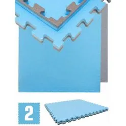 EYEPOWER 1.6qm Tapis De Sol Pour Gym - 2cm - 2 Dalles En Mousse - 90x90 Puzzles De Sol - Blau