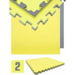 EYEPOWER 1.6qm Tapis De Sol Pour Gym - 2cm - 2 Dalles En Mousse - 90x90 Puzzles De Sol - Gelb