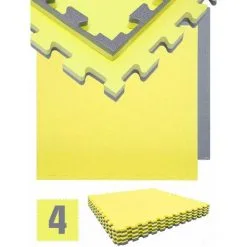 EYEPOWER 3.2qm Tapis De Sol Pour Gym - 2cm - 4 Dalles En Mousse - 90x90 Puzzles De Sol - Gelb