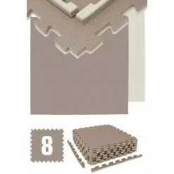 EYEPOWER 3.2qm Tapis De Sol Pour Gym - 2cm - 8 Dalles En Mousse - 63x63 Puzzles De Sol - Braun