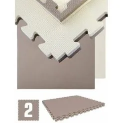 EYEPOWER 1,6qm Tapis De Sol Pour Gym - 2,5cm - 2 Dalles En Mousse - 90x90 Puzzles De Sol - Braun