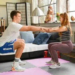 EYEPOWER 3.2qm Tapis De Sol Pour Gym - 2cm - 4 Dalles En Mousse - 90x90 Puzzles De Sol - Pink -EYEPOWER Soldes Magasin 63565413 3