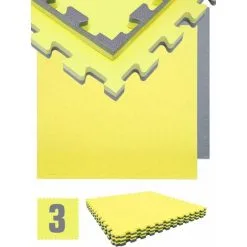 EYEPOWER 2.4qm Tapis De Sol Pour Gym - 2cm - 3 Dalles En Mousse - 90x90 Puzzles De Sol - Gelb
