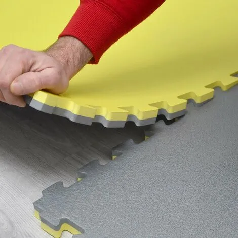 EYEPOWER 2.4qm Tapis De Sol Pour Gym - 2cm - 3 Dalles En Mousse - 90x90 Puzzles De Sol - Gelb 4 EYEPOWER 2.4qm Tapis De Sol Pour Gym - 2cm - 3 Dalles En Mousse - 90x90 Puzzles De Sol - Gelb – Image 4