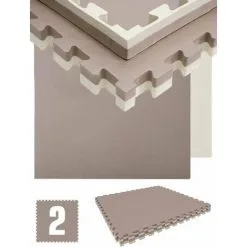 EYEPOWER 1,6qm Tapis De Sol Pour Gym - 4cm - 2 Dalles En Mousse - 90x90 Puzzles De Sol - Beige