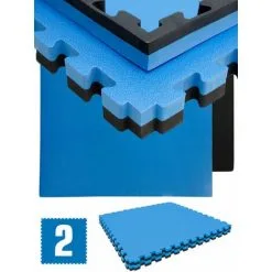 EYEPOWER 1,6qm Tapis De Sol Pour Gym - 4cm - 2 Dalles En Mousse - 90x90 Puzzles De Sol - Blau