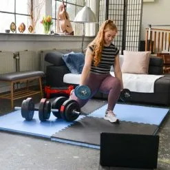 EYEPOWER 1,6qm Tapis De Sol Pour Gym - 4cm - 2 Dalles En Mousse - 90x90 Puzzles De Sol - Blau -EYEPOWER Soldes Magasin 63725753 3