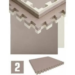 EYEPOWER 1.6qm Tatami Judo 4cm - 2 Dalles 90x90cm - Tapis Sol Sport Fitness Mat Home Gym - Beige