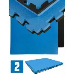 EYEPOWER 1,6qm Tapis De Sol Pour Gym - 2,5cm - 2 Dalles En Mousse - 90x90 Puzzles De Sol - Schwarz